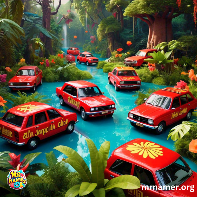 Funny Red Car Names with a Jungle Theme